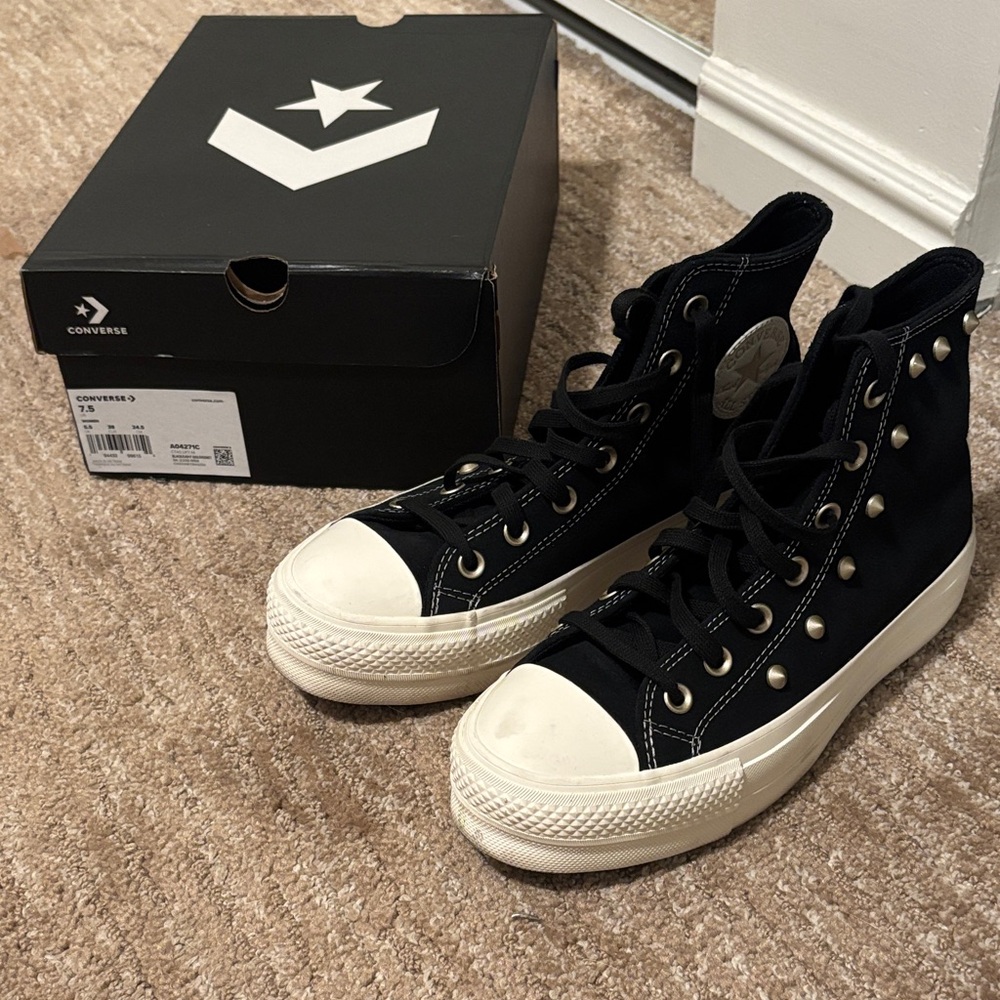 Converse Black High-Tops with Metallic Accents